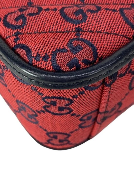 GUCCI GG Marmont mini top handle bag Red Navy Jacquard Leather Handbag main image 1